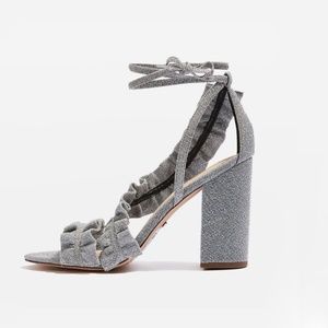 Topsham Silver Sparkly Real FrilL Sandals Lace Up